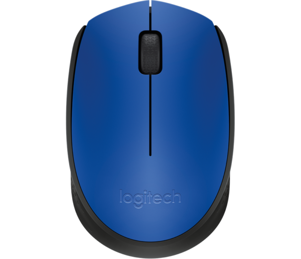 Mouse Logitech azul en la parte superior y negro inferior.