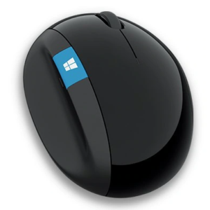 Mouse Microsoft ergonómico negro.