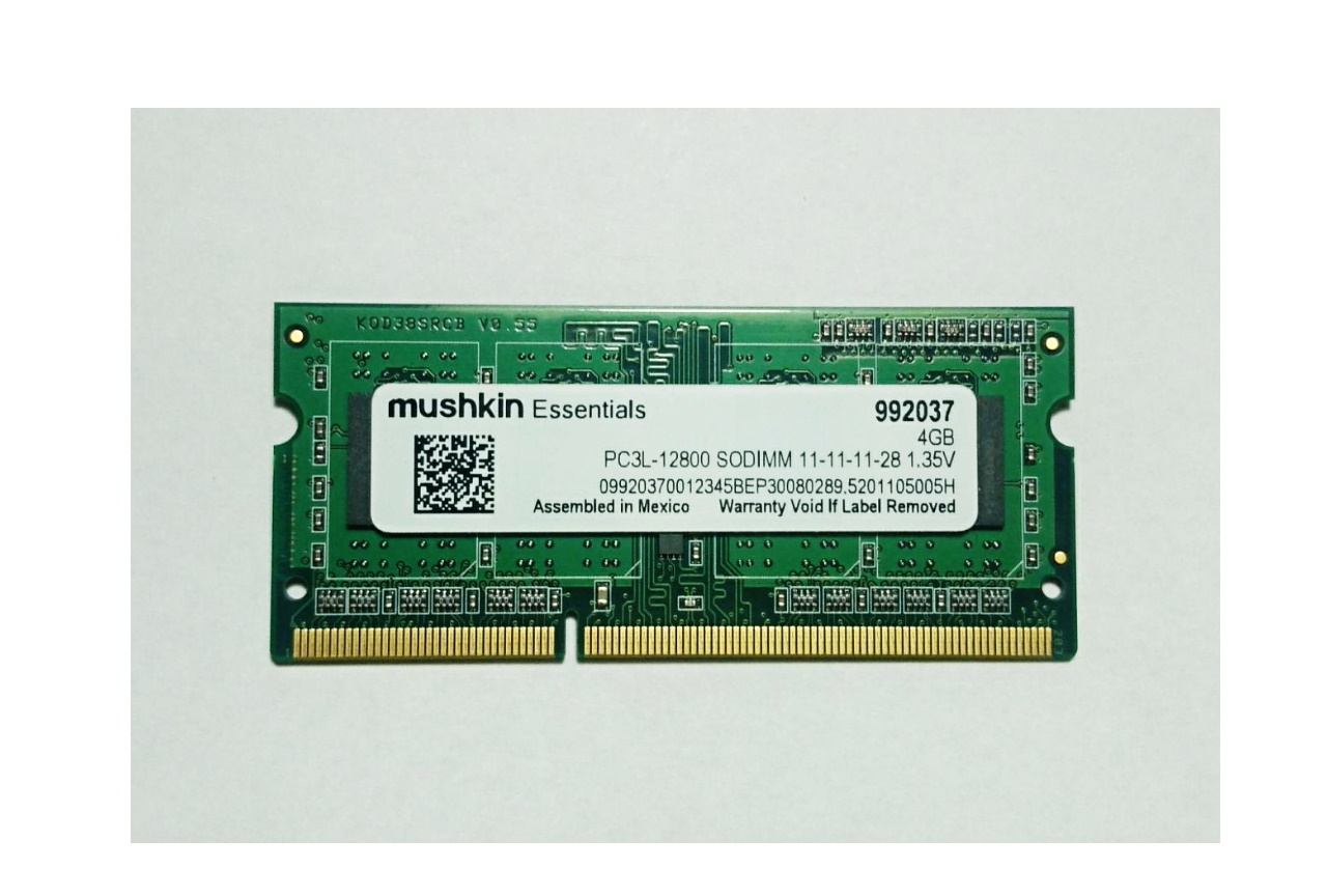 Año tos vendaje MEMORIA RAM PORTATIL 4GB DDR3L 1600 MHZ MUSHKIN ESSENTIALS PC3 12800 1.35V  CL11 SODIMM - Solusoft