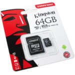 TARJETA DE MEMORIA MICRO SD KINGSTON 64GB CLASE 10 80MB CANVAS CON ADAPTADOR