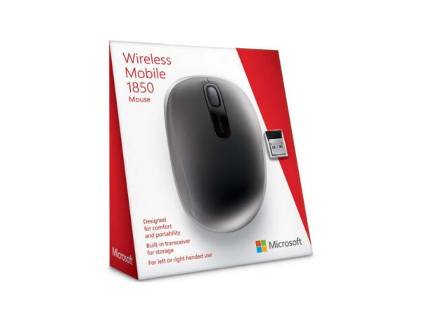 Mouse Microsoft negro en el empaque.