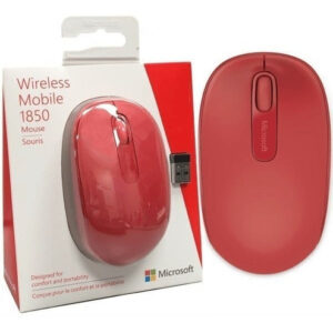 Mouse Microsoft Mobile rojo en caja.