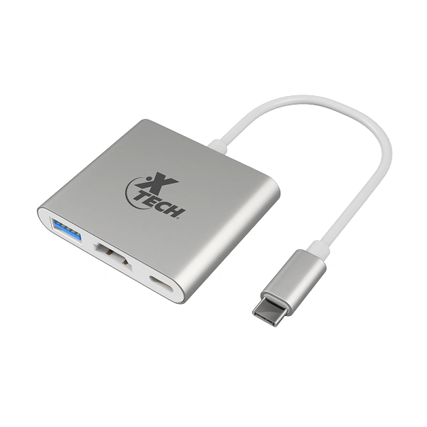 ADAPTADOR TIPO C, 3 PUERTOS (USB 3.0 + HDMI + TIPO C) XTECH - Solusoft