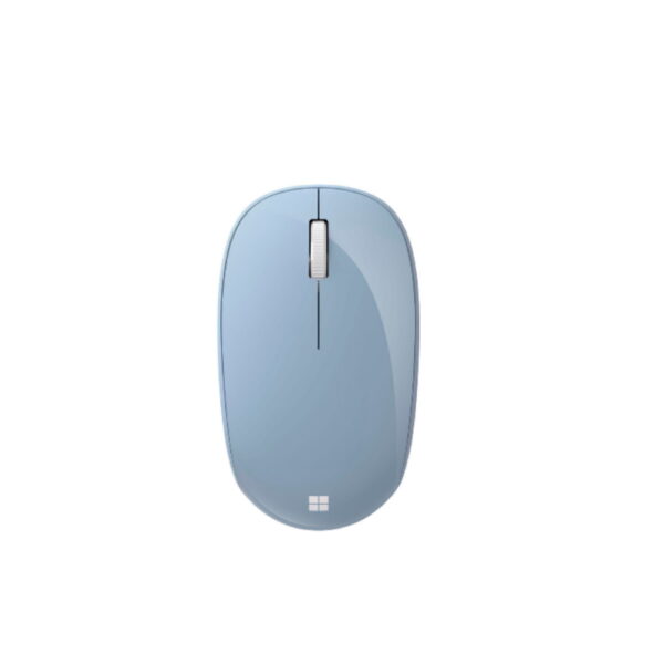 Mouse Microsoft azul pastel tres botones.